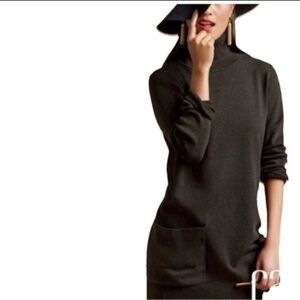 CAbi Womens Medium # 3476 Cotton Knit Brown Fireside Turtleneck Tunic Sweater M